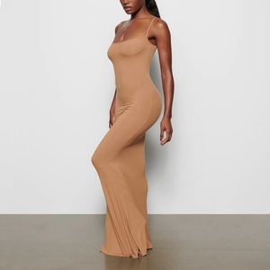 SKIMS soft lounge long slip dress in camel Sz M